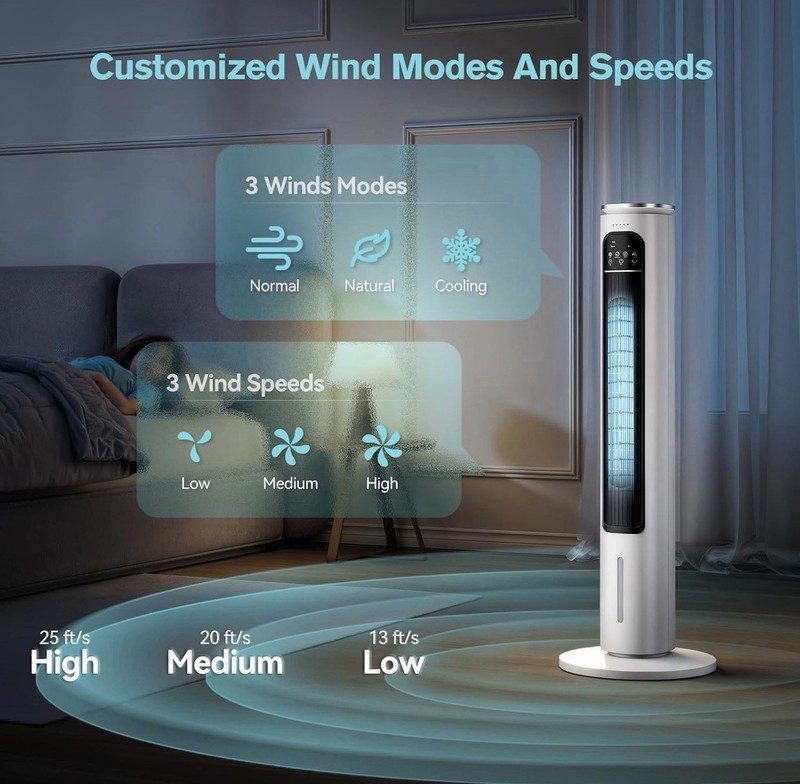 Windowless Portable Air Conditioners, 37’’ Evaporative Air Cooler w/Remote, gallery