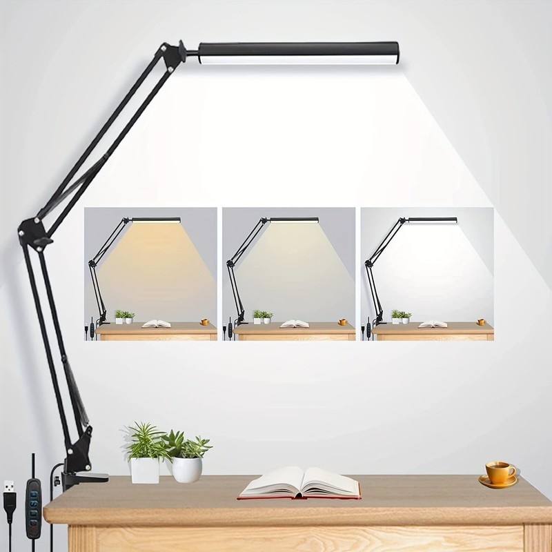LED Desk Lamp Adjustable Swing Arm Lamp with Clamp Eye-Caring Reading Desk Light gallery