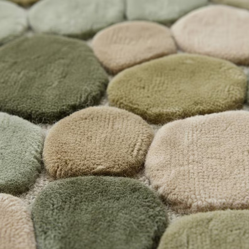 Pebble Tufted Area Rug Sage Green Decor gallery