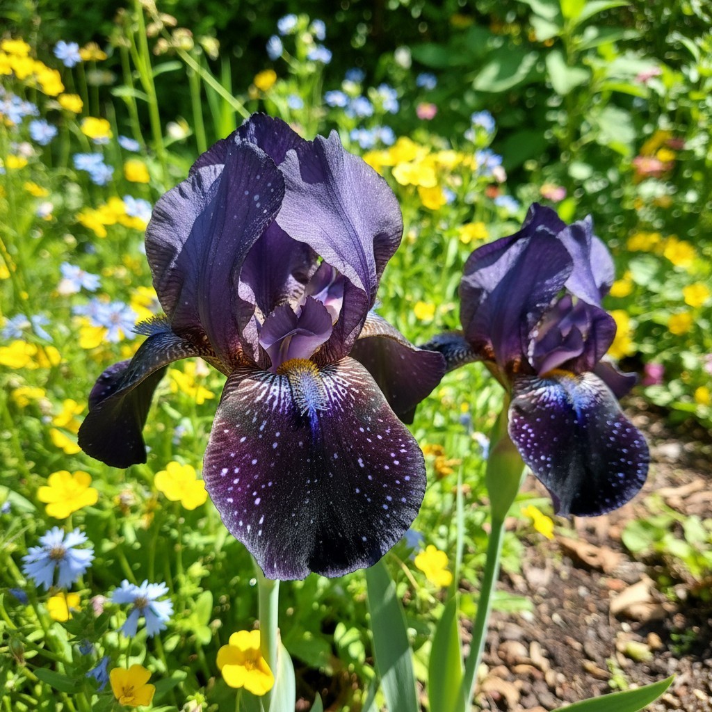 45 Midnight Galaxy Bearded Iris Seeds – Deep Black Star-Spotted Blooms gallery