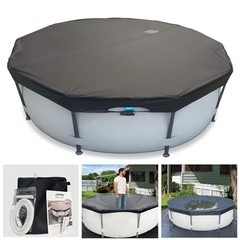 22 Ft Round Automatic Drain Pool Cover UV Protection Above Ground