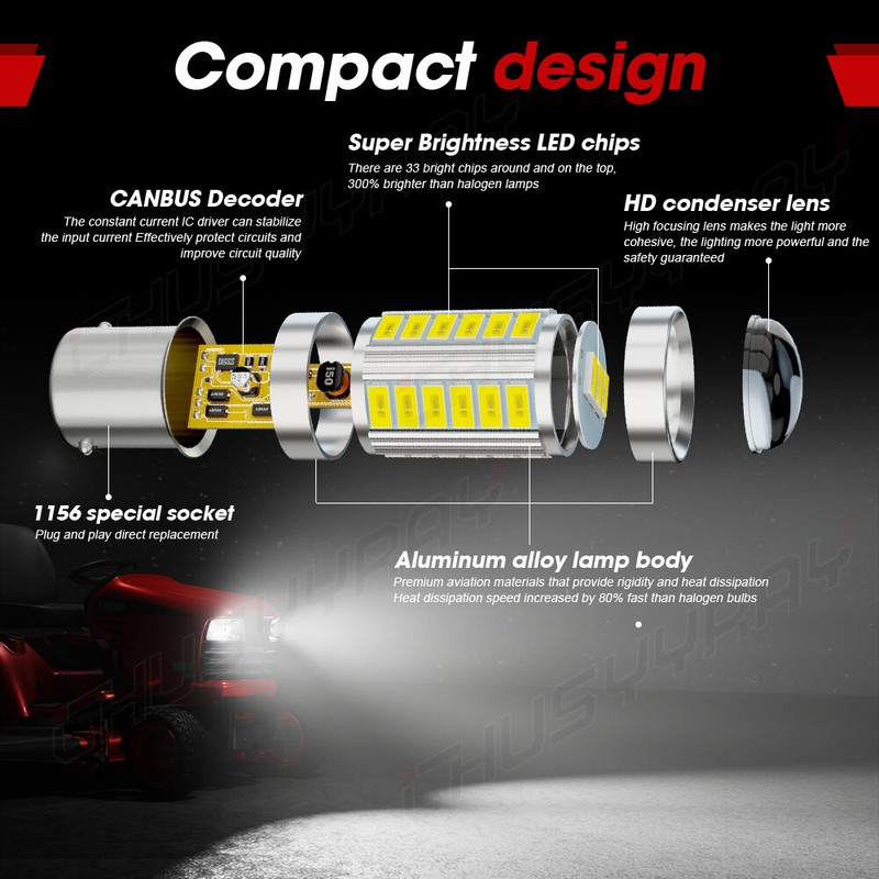 2pcs LED headlight bulbs for Deere E130 E140 E150 E160 E170 E180 6000K 1156 gallery