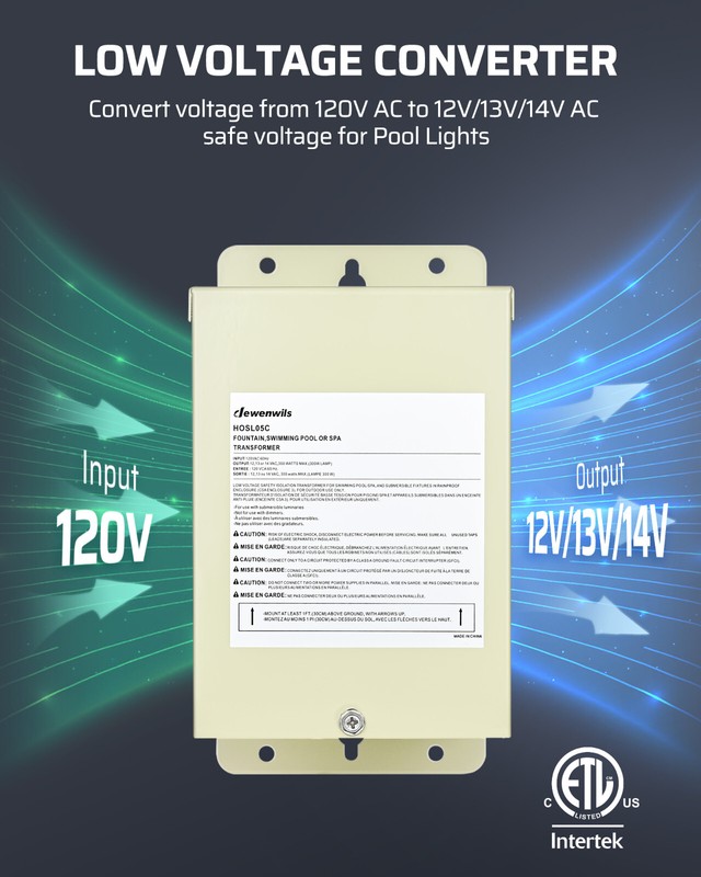 DEWENWILS 300W Pool Light Transformer Automatic Circuit Breaker 120V AC to 12V gallery