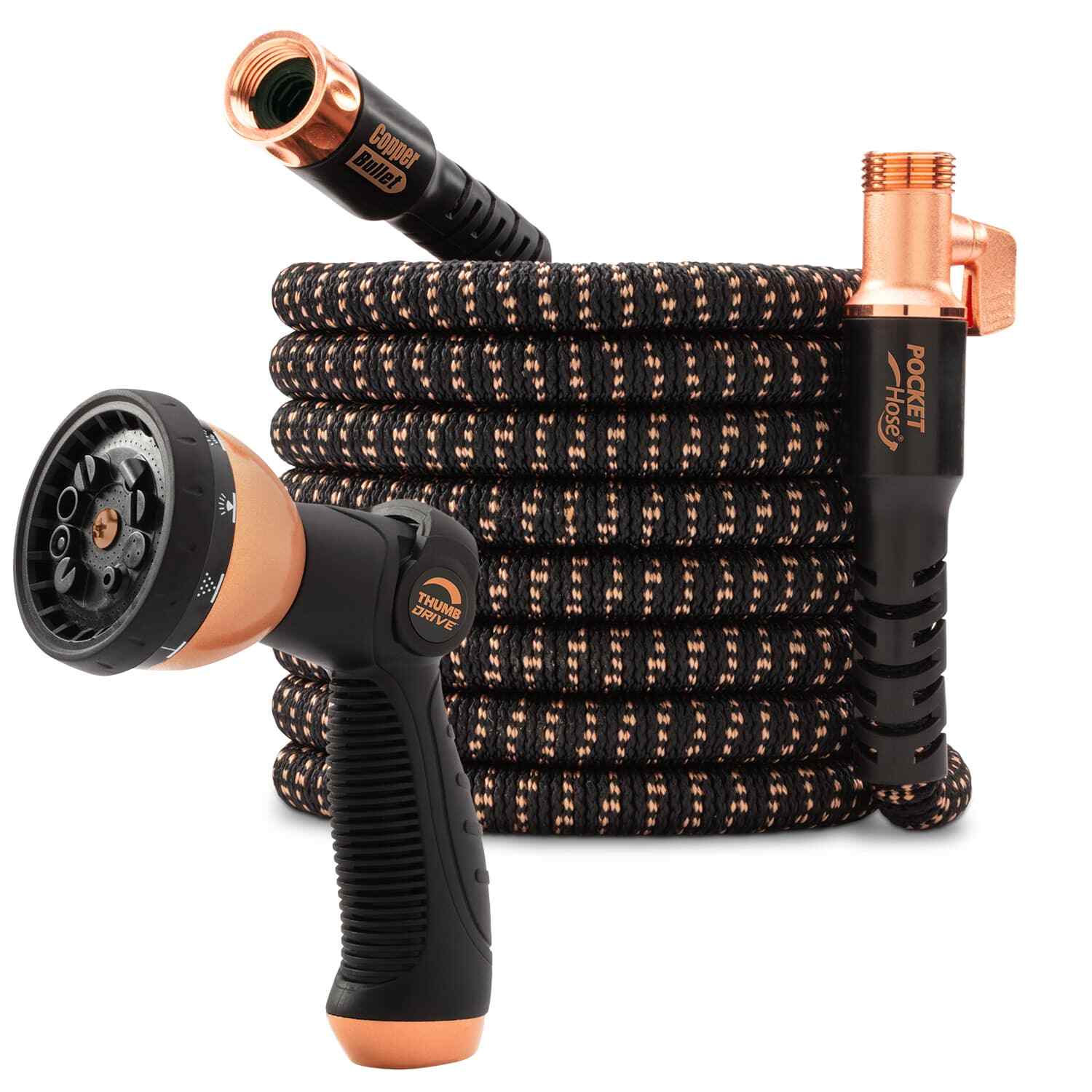 Pocket Hose Copper Bullet 75 FT With Thumb Spray Nozzle AS-SEEN-ON-TV, 650psi gallery