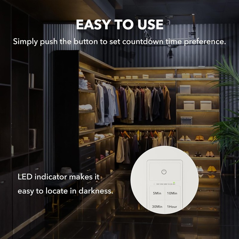 BN-LINK Countdown Timer Switch for Exhaust Fan, Bathroom Fan Light Switch Timer gallery