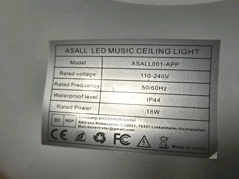 LED White Music Bluetooth Ceiling Speaker Light Fixture IP44 READ no mount gallery