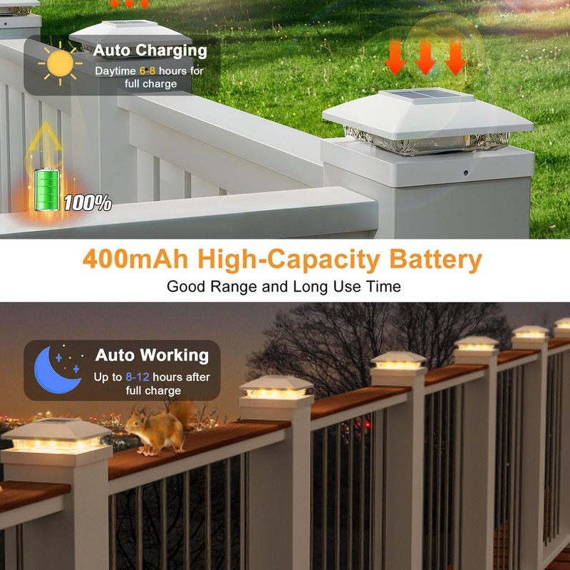 6/12/24Pack Solar Post Cap Light For 4x4 Outdoor Waterproof LED Deck Fence Light gallery
