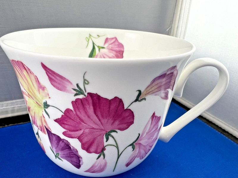 SWEET PEA PINK , BONE CHINA BREAKFAST CUP SAUCER, KIRKHAM, MADE ENGLAND NEW gallery
