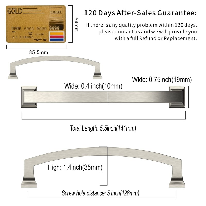 Cabinet Pulls Brushed Nickel 10 Pack 5 Inch 128mm Kitchen Handles ZH0009BSN gallery