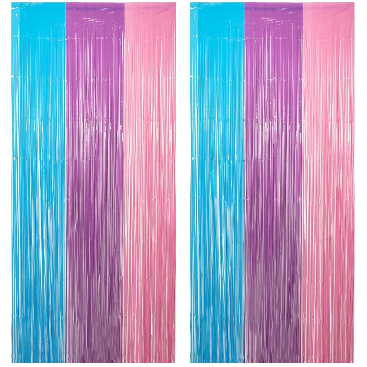 Blue Purple Pink Tinsel Backdrop - Pastel Foil Fri gallery
