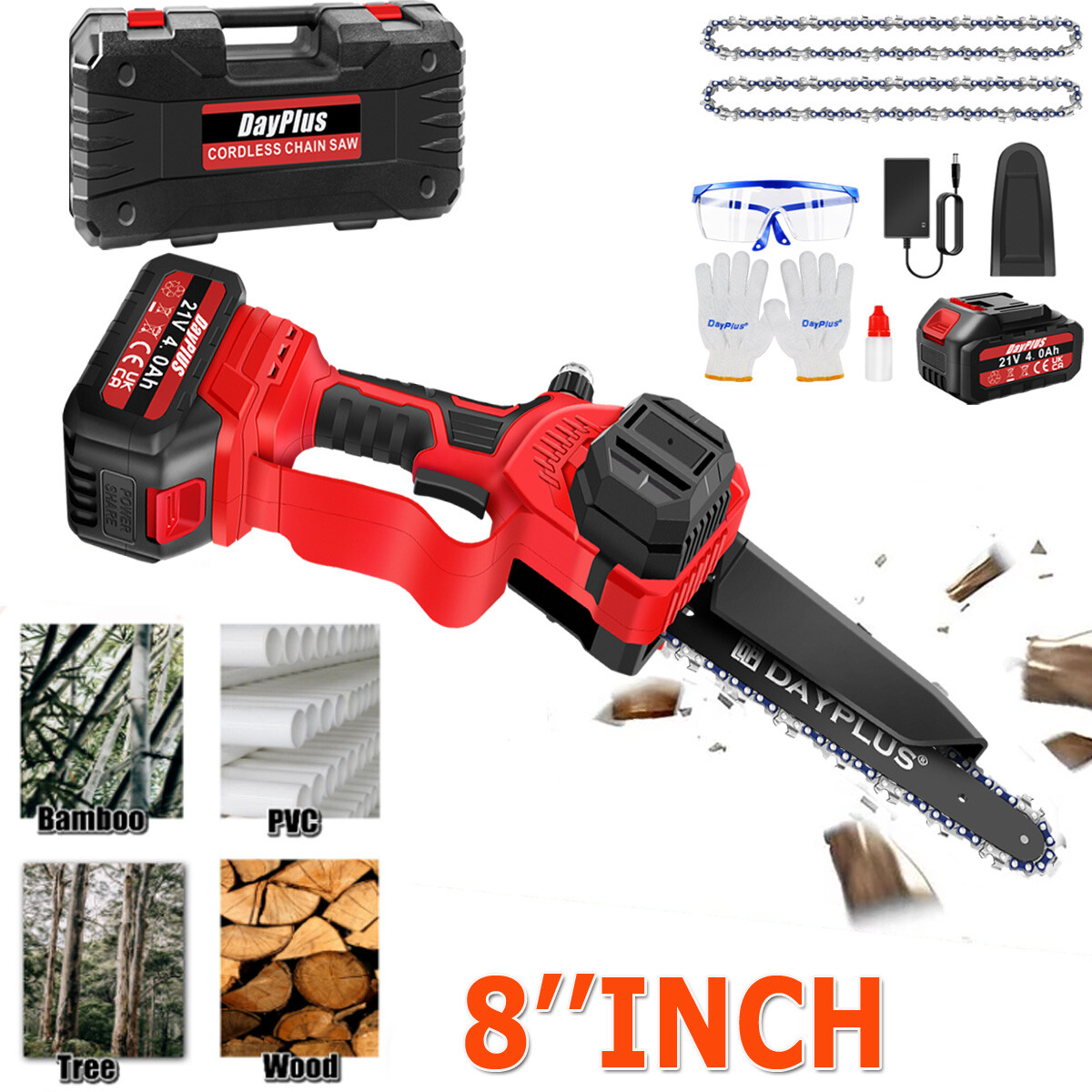 8" Cordless Electric Chainsaw Handheld Mini Small Wood Cutter Tool One Hand Saw gallery