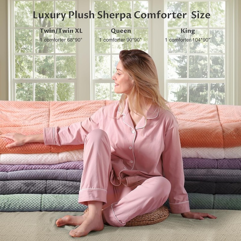 Breathable Lightweight Comforter Queen Size Modern Sherpa Bedding Excalibur gallery