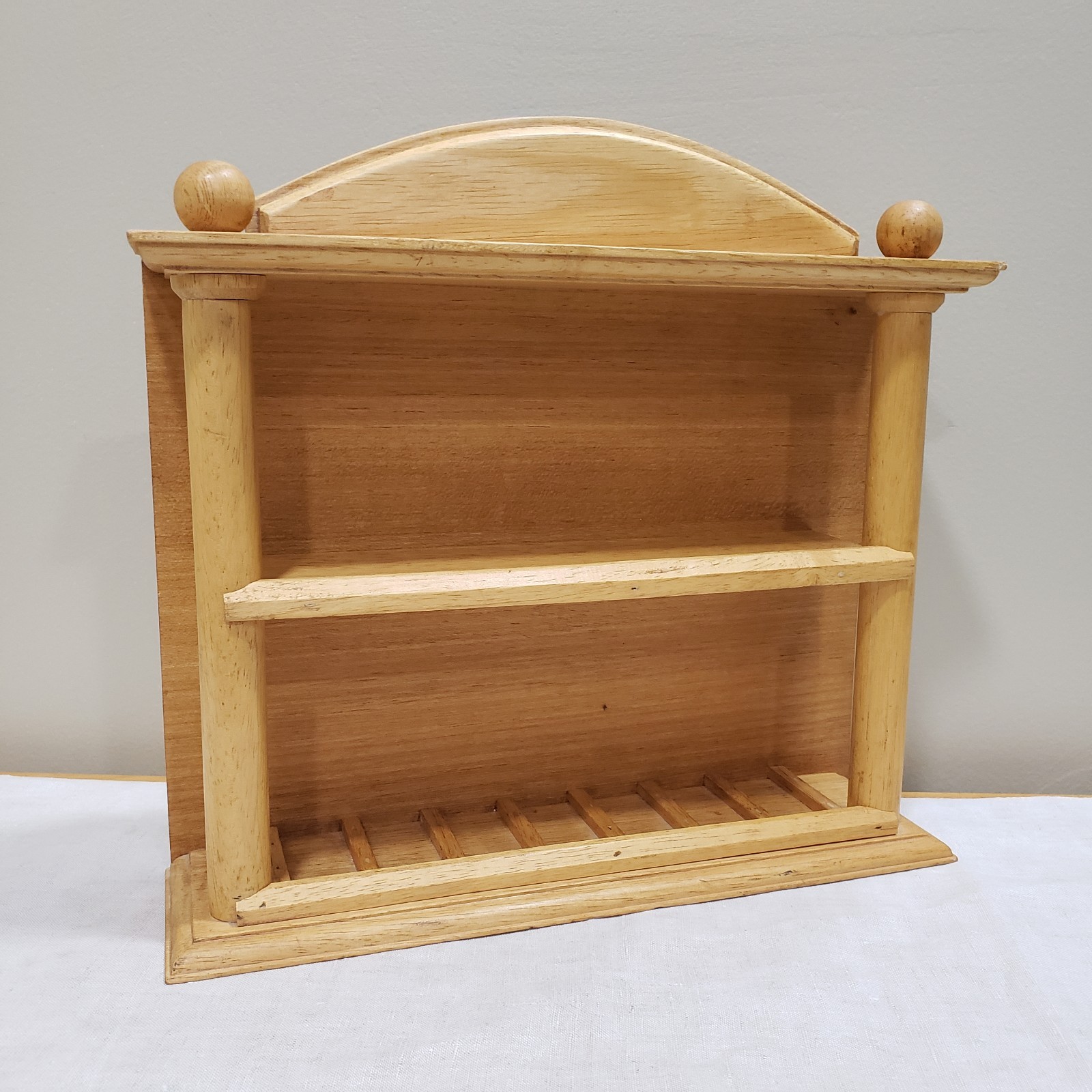 2 Tier Wall Tabletop Shelf Small Pine Wood Decorative Display Cottage Farmhouse gallery