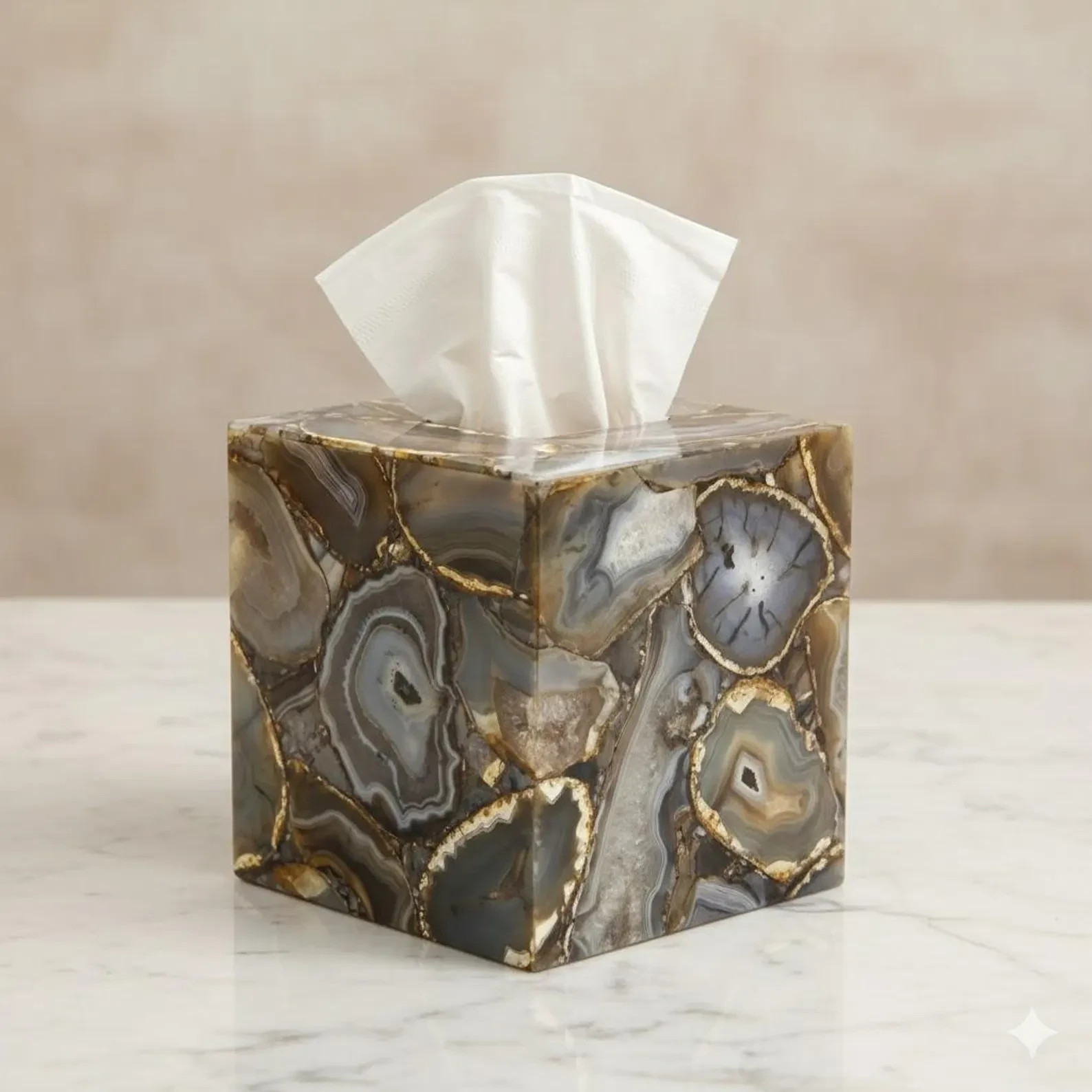 Handmade Agate Tissue Box Cover | Luxury Designer Decor gallery