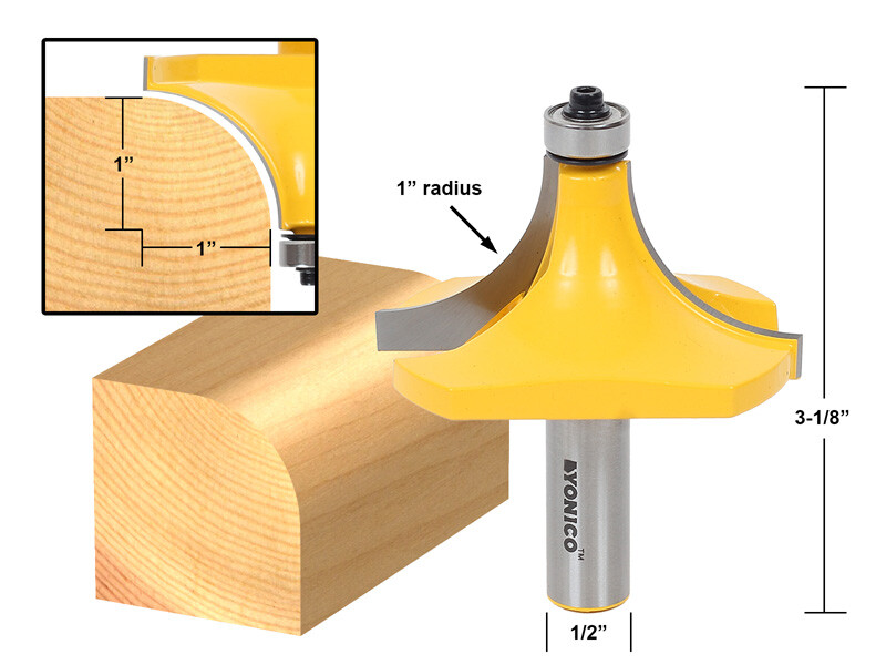1" Radius Round Over Edge Forming Router Bit - 1/2" Shank - Yonico 13169 gallery