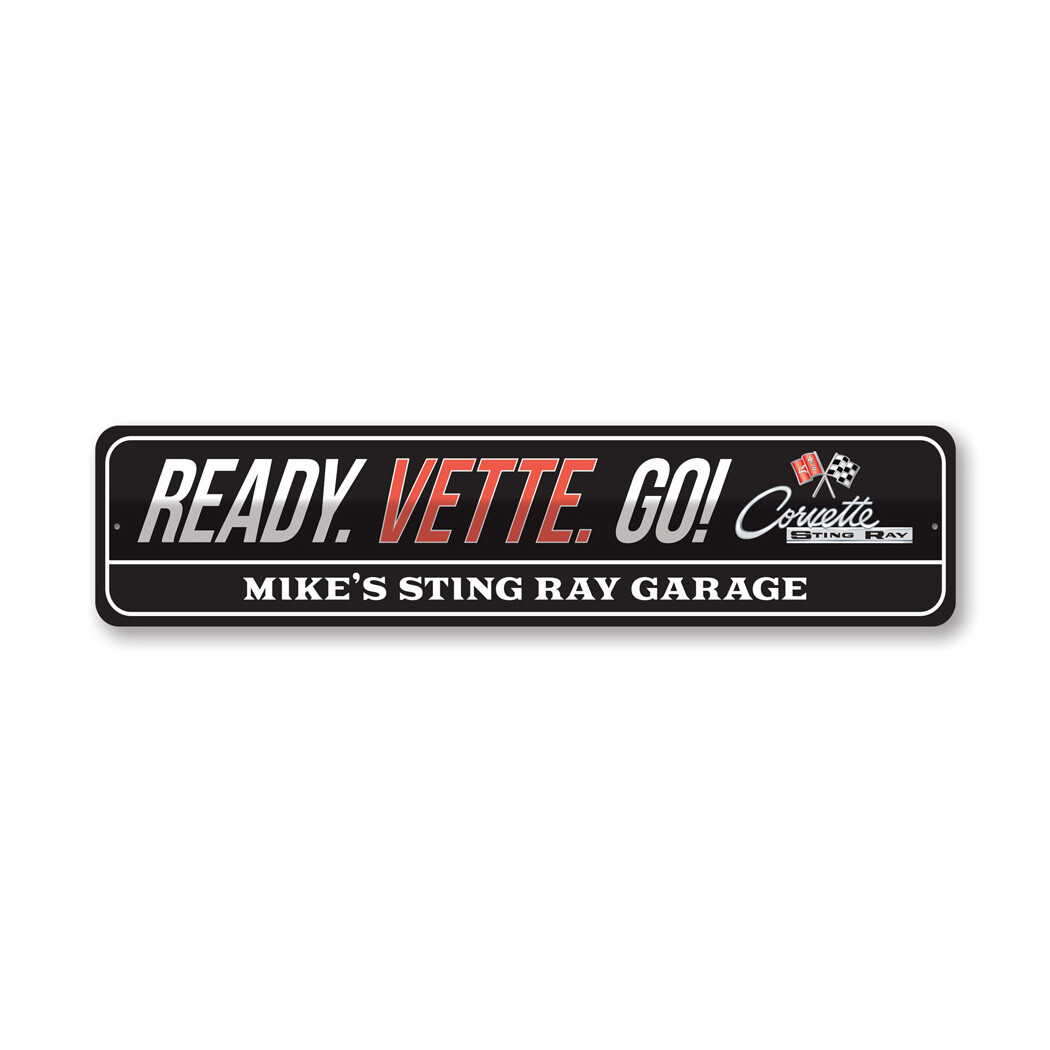 Ready Vette Go Garage Chevy Corvette Metal Sign gallery