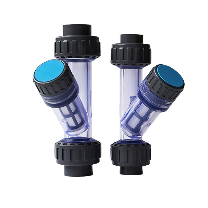 20-63mm Pipe PVC Plastic Inline Y Strainer Filter 10 Mesh Transparent For Water gallery