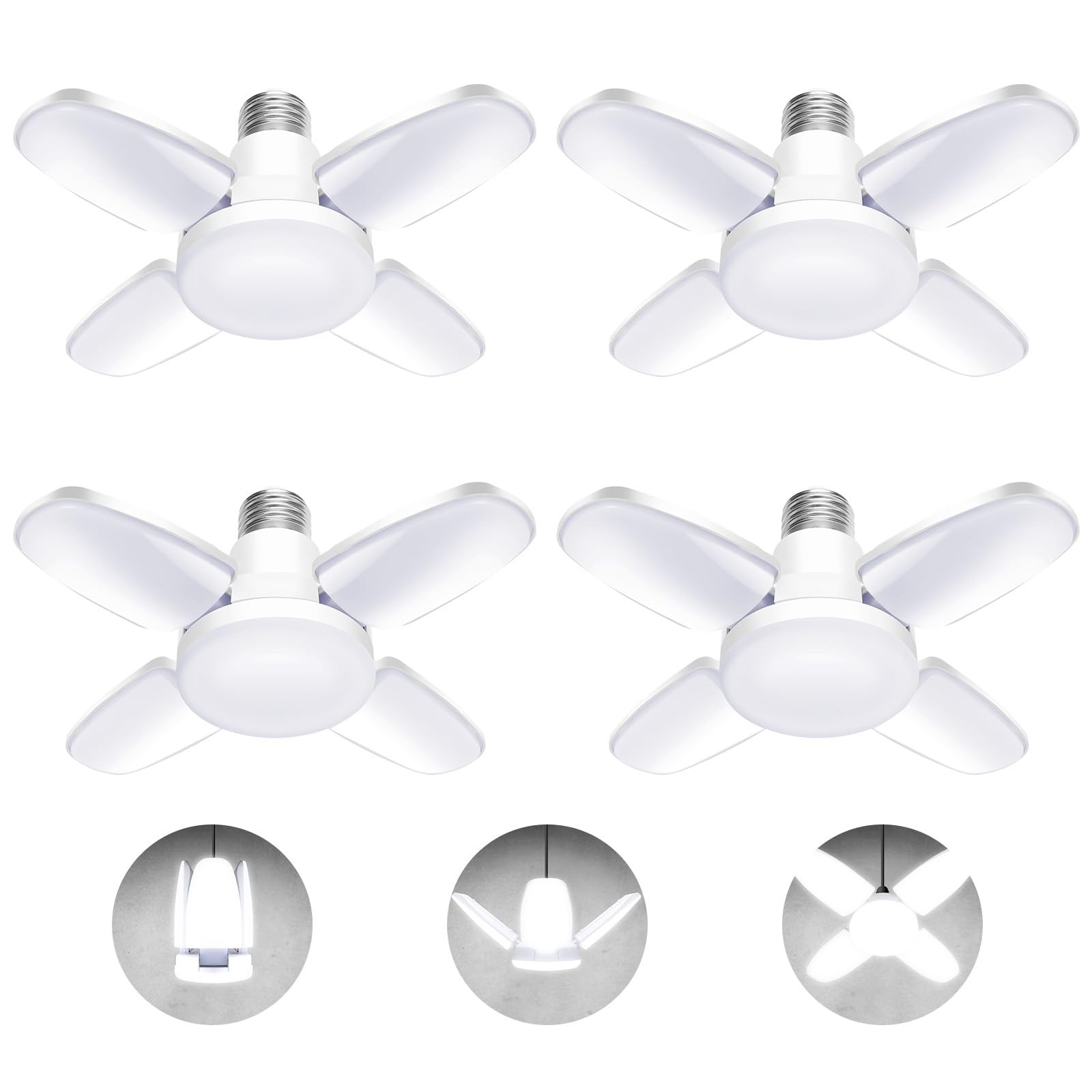 LED Garage Lights 4 Pack,LED Shop Light with 4 Panels Deformable E26/E27 Ceil... gallery