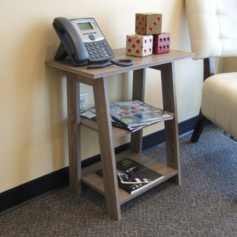 Ladder Chairside EndTable Rustic Grey gallery