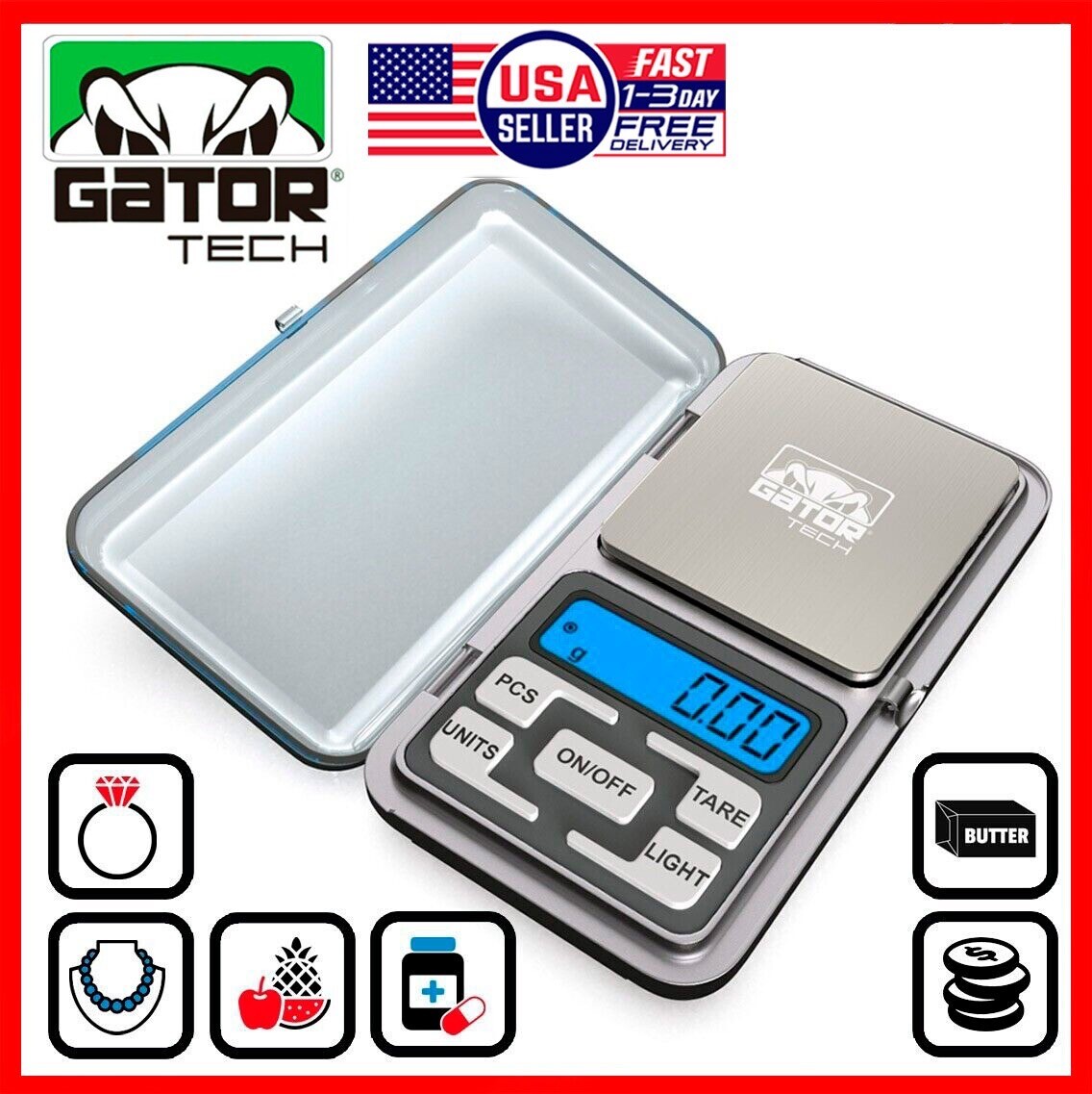 Digital Mini Pocket Scale Portable Jewelry Balance Gram Oz Herb Gold 500g x 0.1g gallery