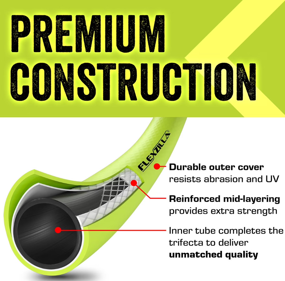 Flexzilla 3/4 in x 100ft Contractor Garden Hose Hybrid Polymer Green gallery