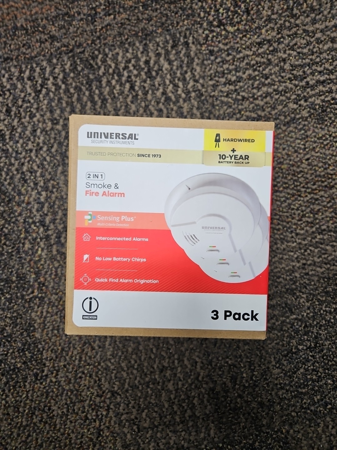 Universal Security 3 Pack Hardwired Smoke Detector W/ Ionization Sensor gallery