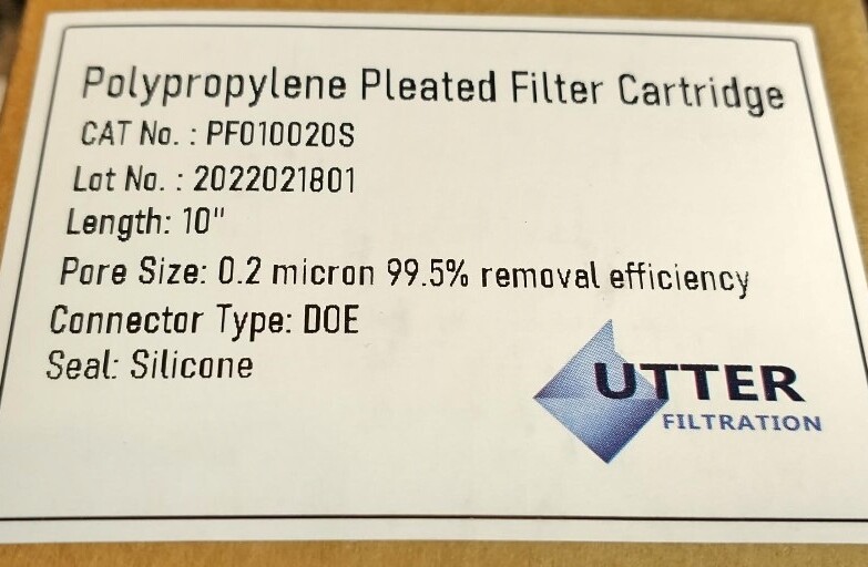 0.2 Micron Filter, Submicron Pleated Polypropylene, 2-5/8" x 9-7/8", PG002-10 gallery