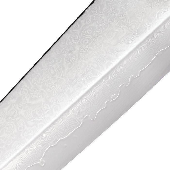 BenchMark Kitchen Chef's Knife 8" Damascus Steel Blade Black/Red G10 Handle gallery