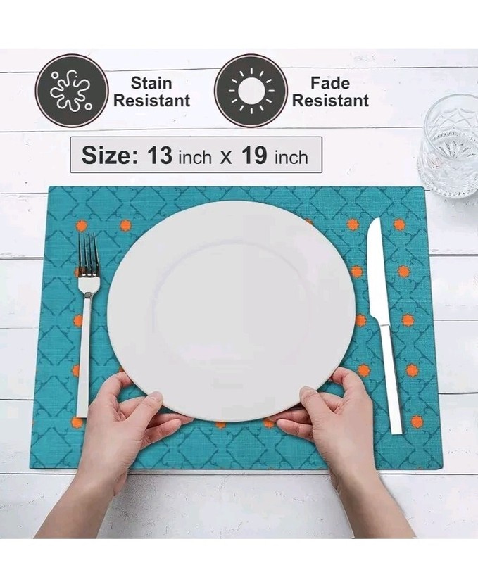 Ruvanti Placemats for Dinning Table. 100% Cotton 13x19 Placemats Set of 12 gallery