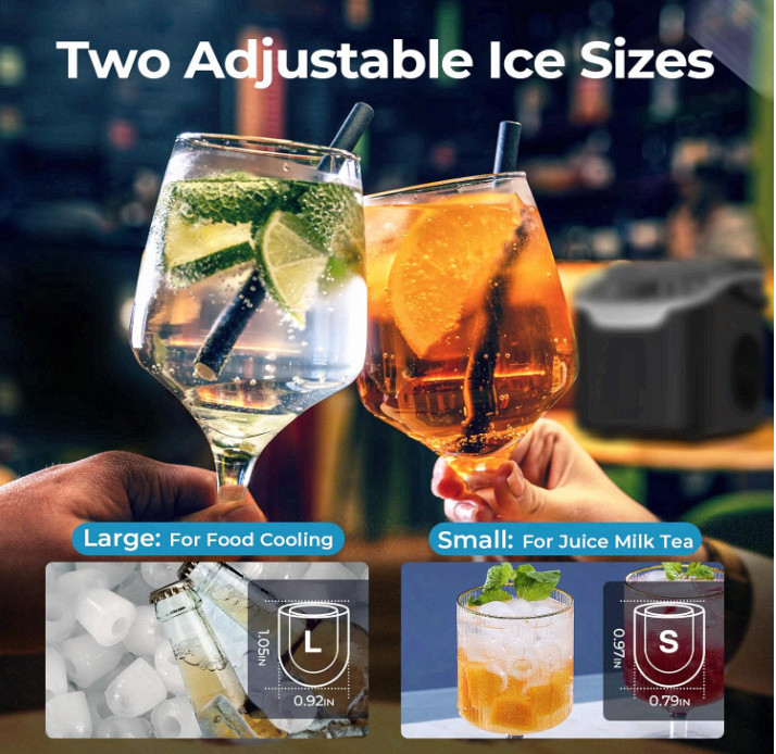 Countertop Ice Maker Machine, 8 Ice Cubes in 6 mins, 26lb/Day Ice with 2 Sizes gallery