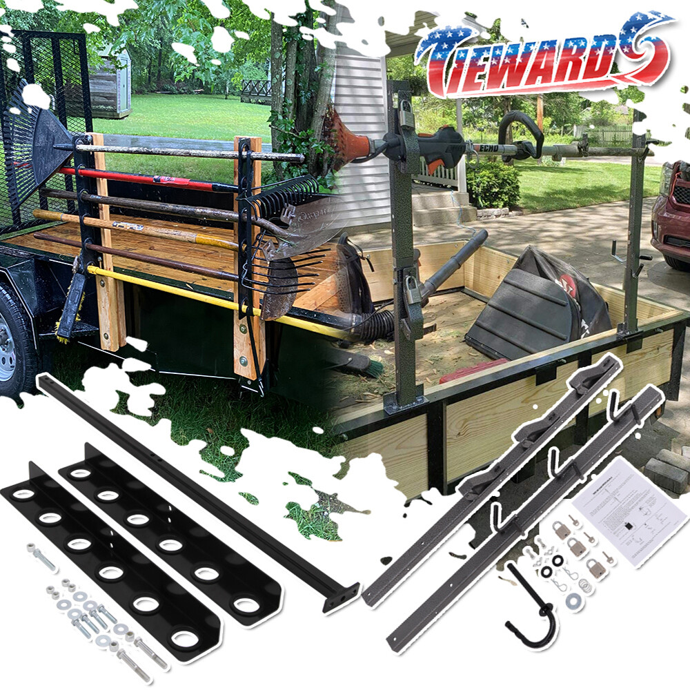 3 Place Lockable Weedeater Trimmer Rack & 6 Holes Tool Rack for Trailer Truck gallery