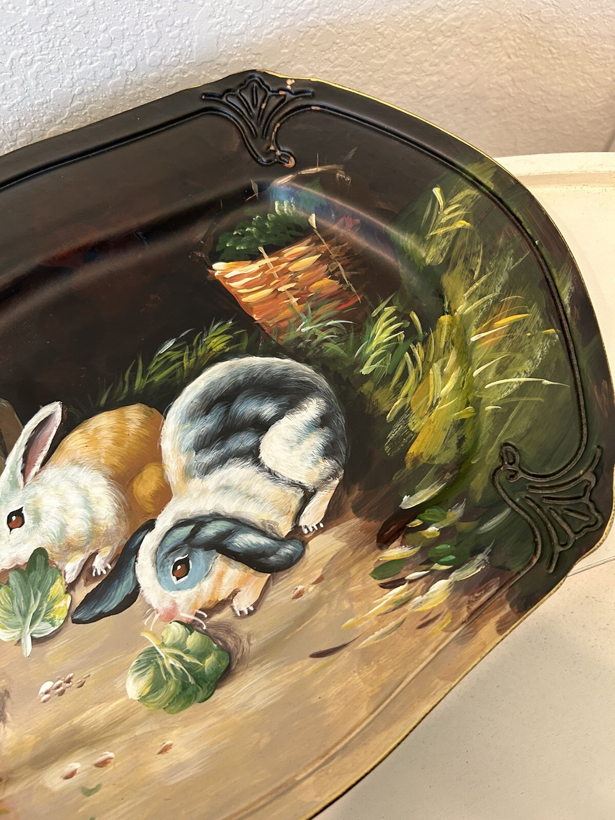 Bunny Rabbit Decorative Platter Tray Tam San Designs Cornelius NC HandPainted gallery