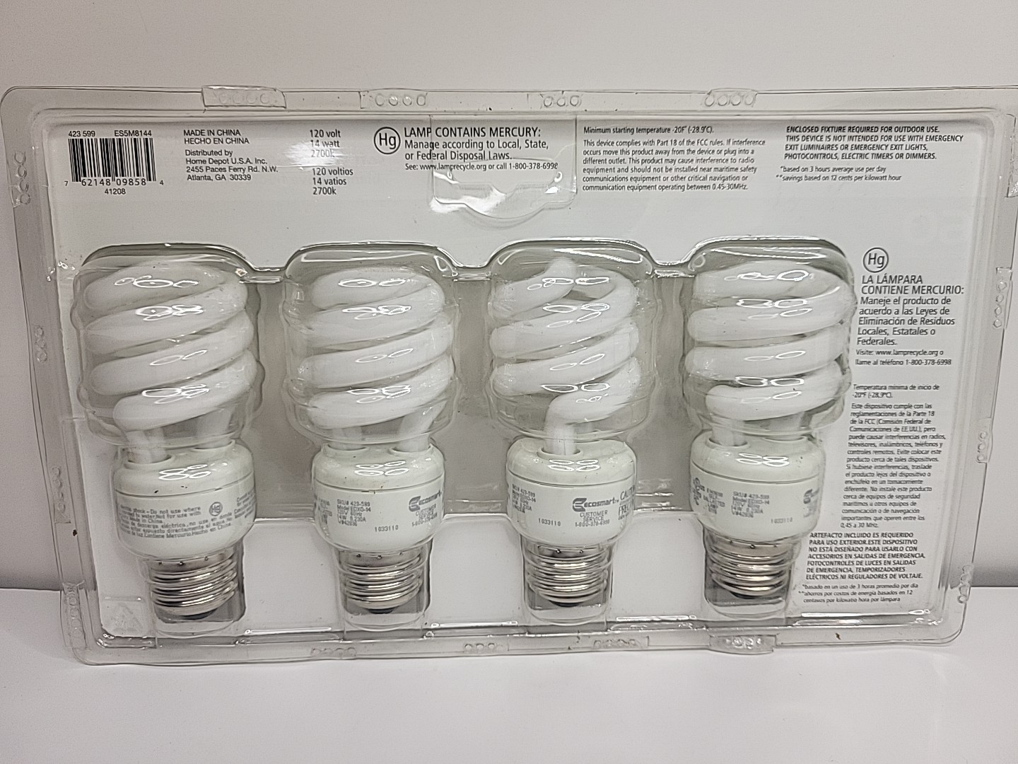 EcoSmart Light Bulbs Soft White Compact Fluorescent 60W Equivalent Spiral 4 Pack gallery