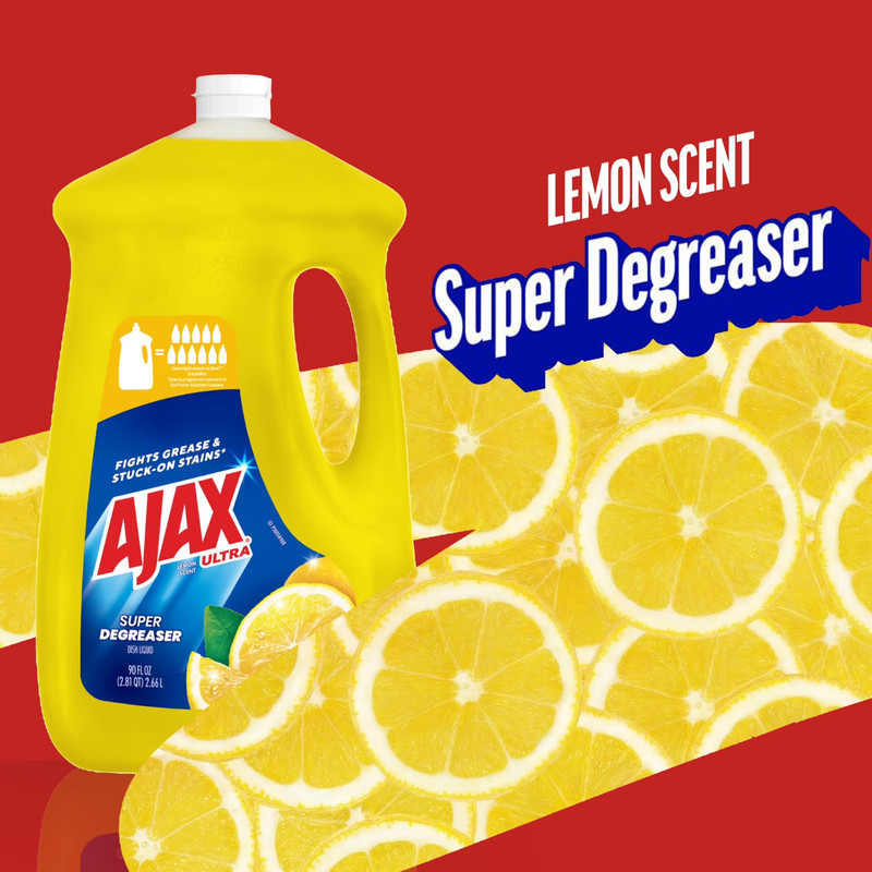 Ajax Ultra Liquid Dish Soap Lemon Scent, Super Degreaser, 90 fl oz Bottle gallery