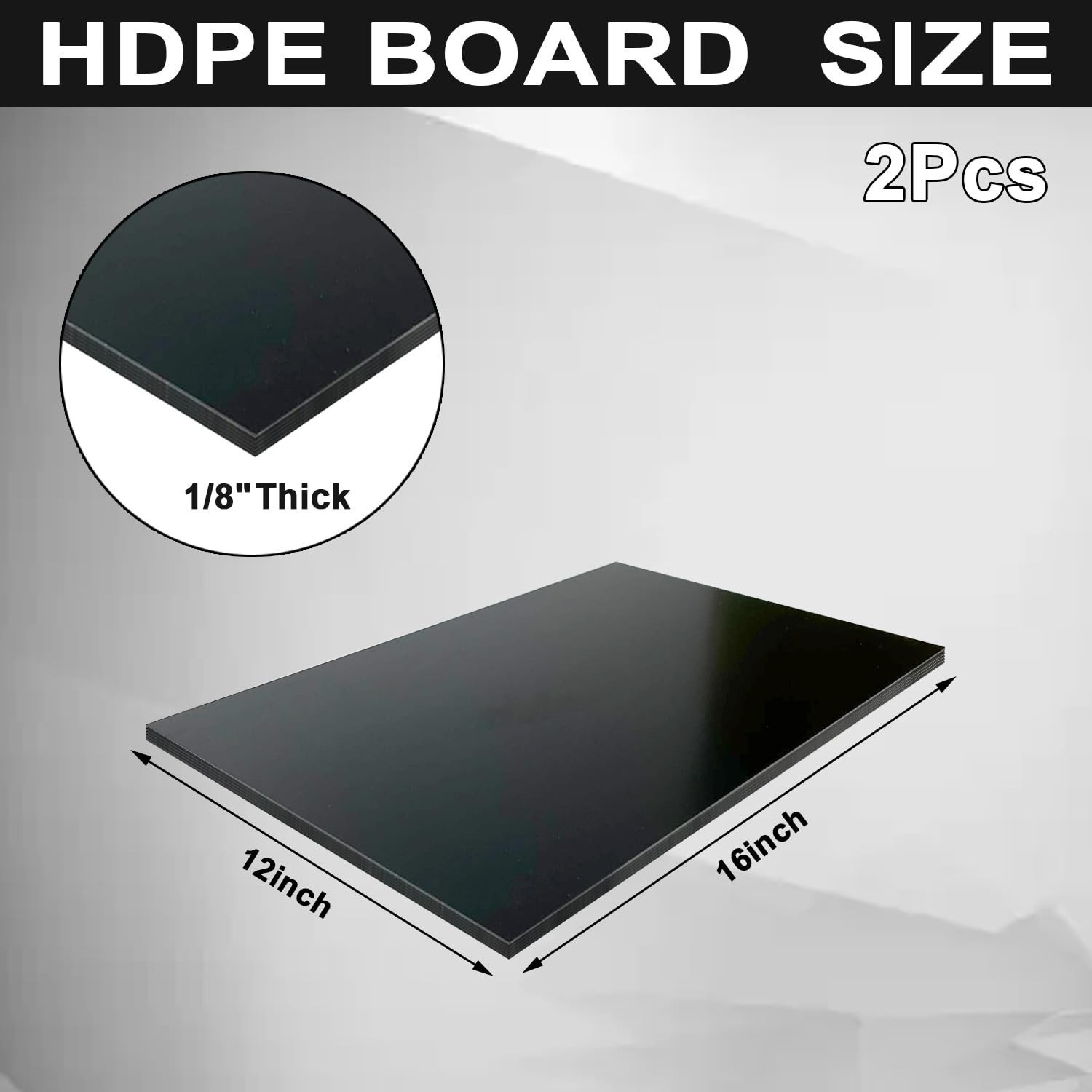 High-Density Polyethylene (HDPE) Plastic Sheet 1/8" Thick 12" X 16"- Black HD... gallery