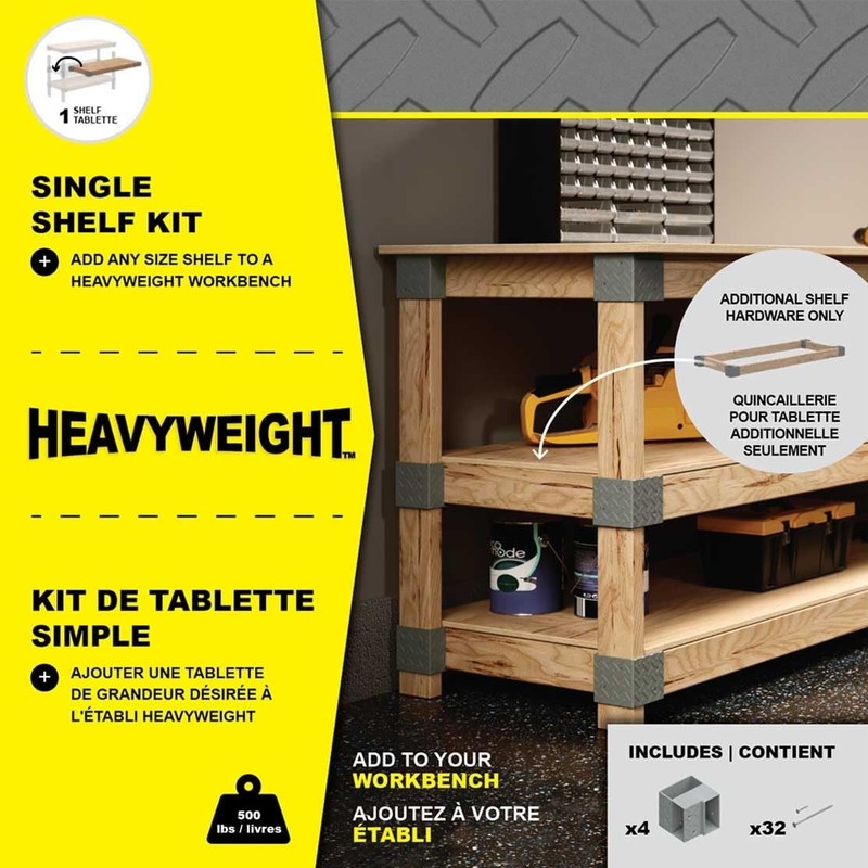 Heavy Duty DIY Workbench Hardware Kit, 24" x 48", 500 lb Capacity, Easy Cuts, Gr gallery