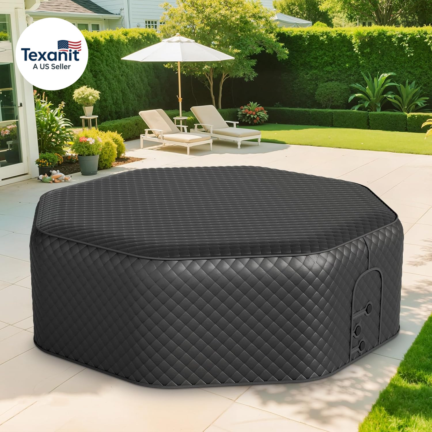 Insulated Inflatable Hot Tub Thermal Cover Protector, 5MM Thick Oxford Polygon S gallery