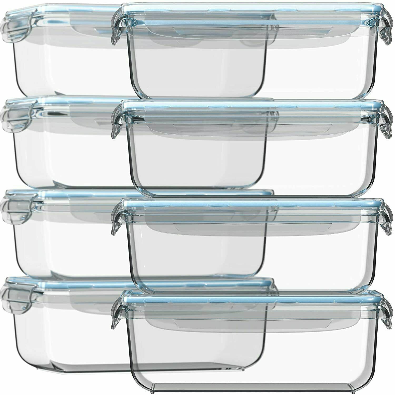Glass Storage Containers with Airtight Lids, Microwave Safe, 30oz, Set of 16 gallery