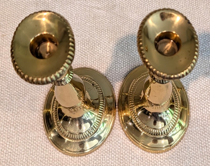 8 Vintage-Shiny Solid Brass Candleholders - 9 to 11.5 Inches Tall gallery