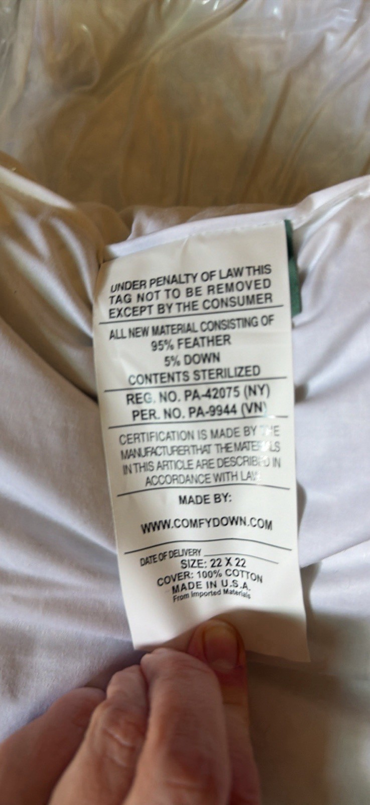 ComfyDown - Euro Square Pillow Insert FEATHER / DOWN Sham Stuffer - 22”x22” gallery