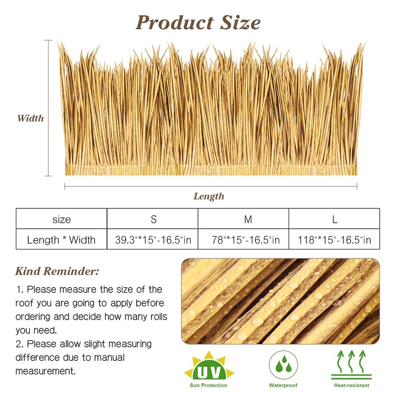 Artificial Thatch Roofing Rolls Yellow 16 x 157 Tiki Bar Palapa Garden gallery