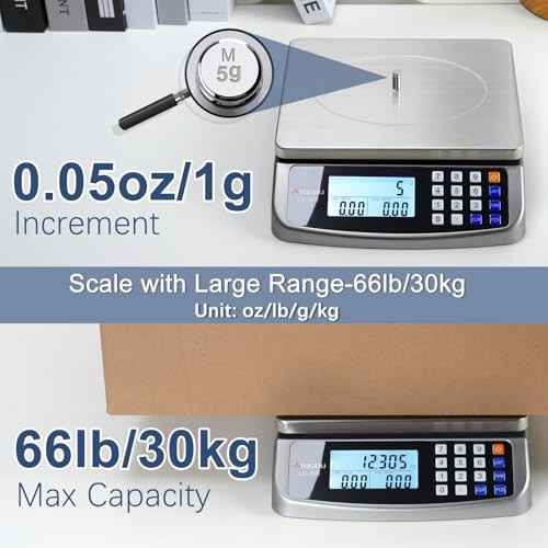 66lb Food Scale, Commercial Kitchen Scale with Price Computing, Grey 66lb/30kg gallery