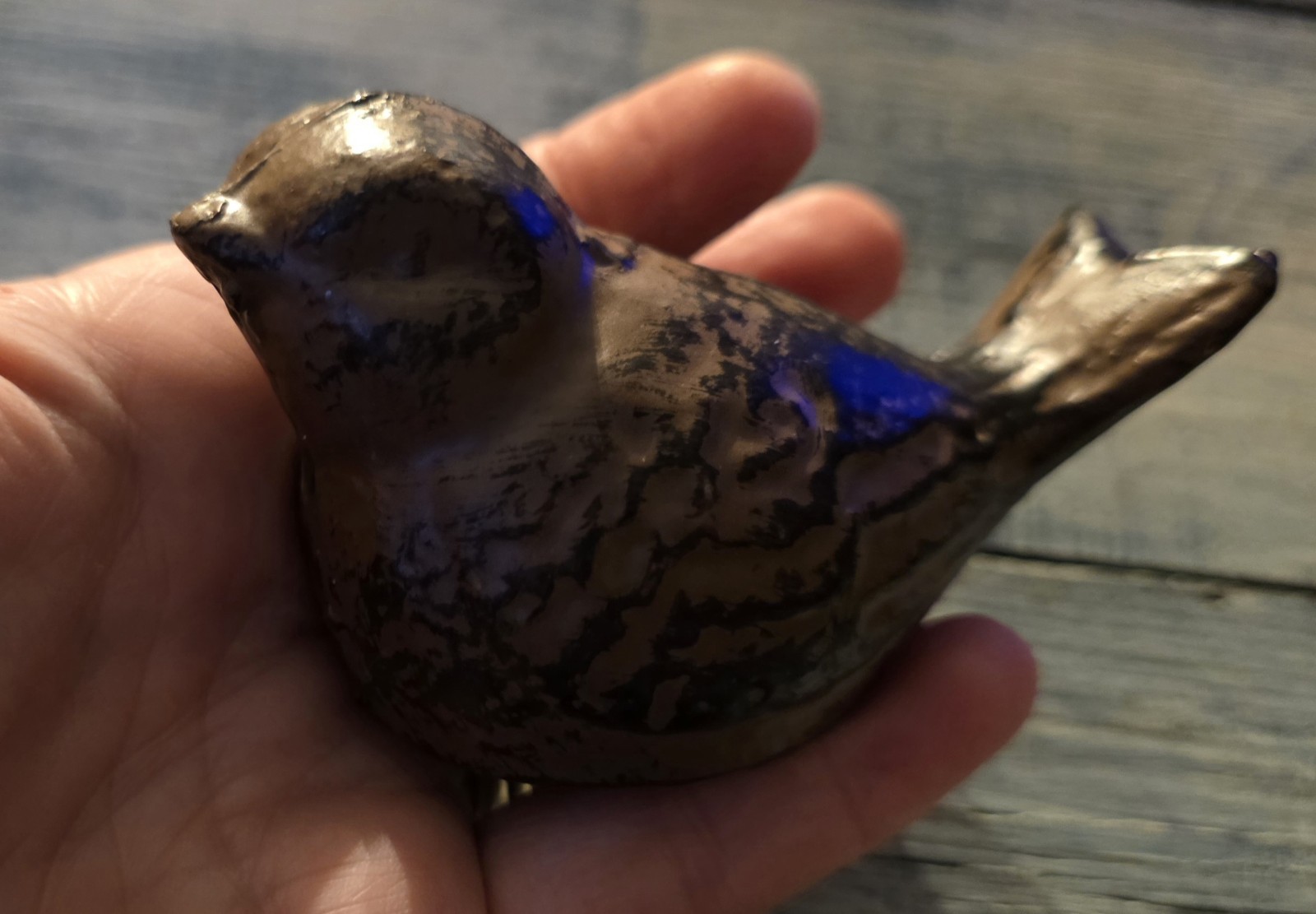 Vtg Cast Iron Brown/Black Rustic Finish Bird Decor Cottage Core Heavy Country gallery