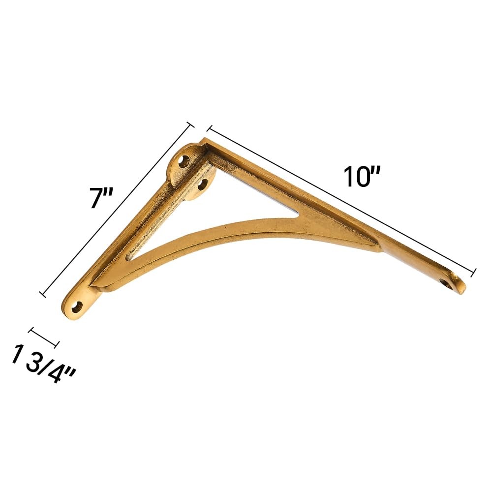 Khtumeware 100 Solid Brass Decorative Shelf Brackets 10-Inch Wall-Mounted gallery