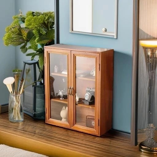 Stylish Rustic Display Cabinet - 3-Level Shelves & Metal Handle Storage Solution gallery