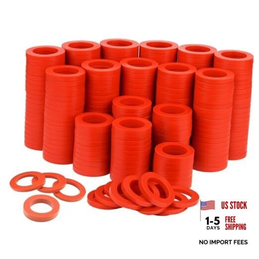 100-Pack 3/4 Inch Garden Hose Washers – Heavy Duty Red Rubber Flat Gaskets & O gallery