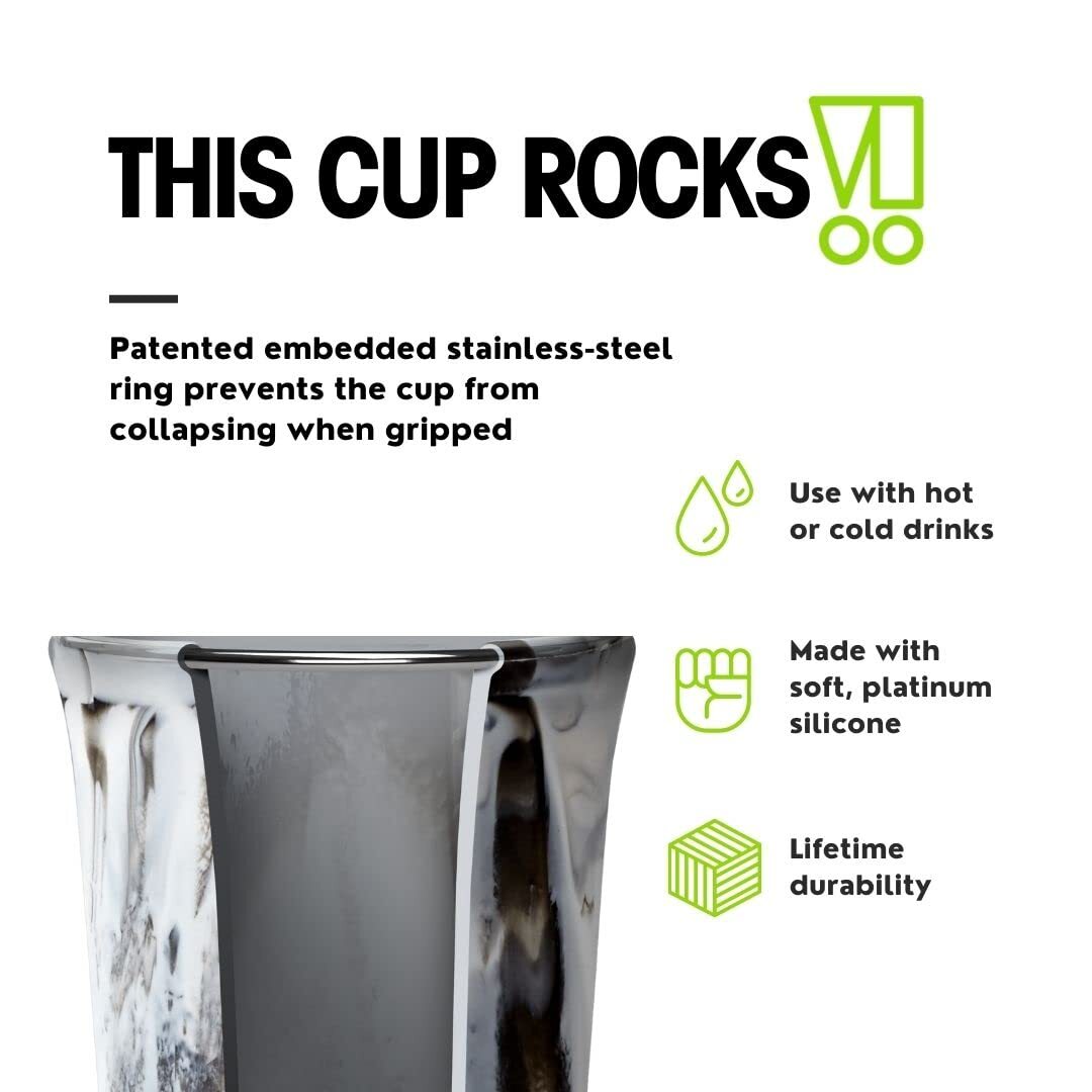 GoSili Reusable Silicone Cup Dark Grey Calacatta 16oz microwave dishwasher safe gallery