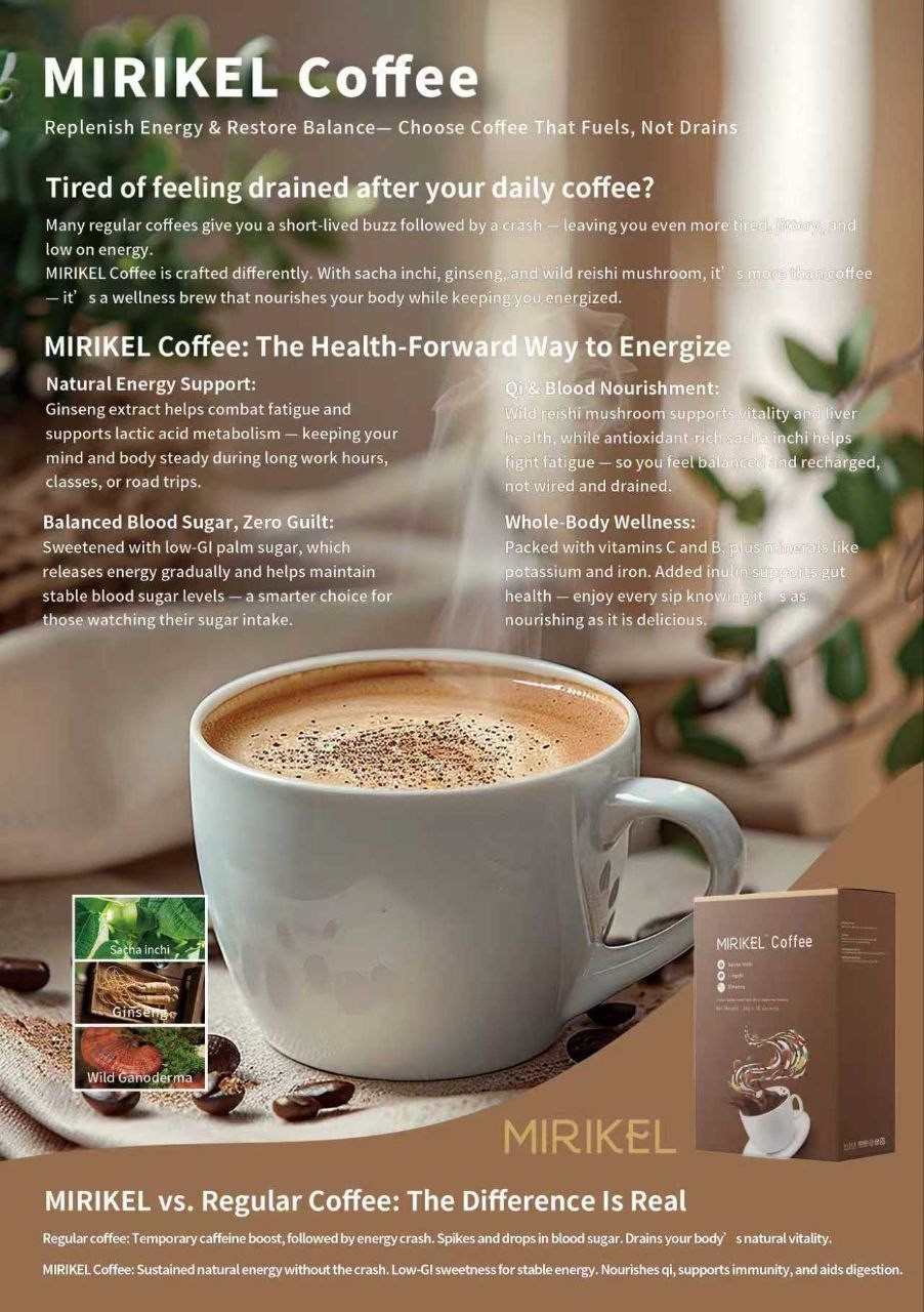 MIRIKEL Instant Coffee W. Sacha inchi /Lingzhi & Ginseng-10 Sachets(2-BOX) 08/26 gallery