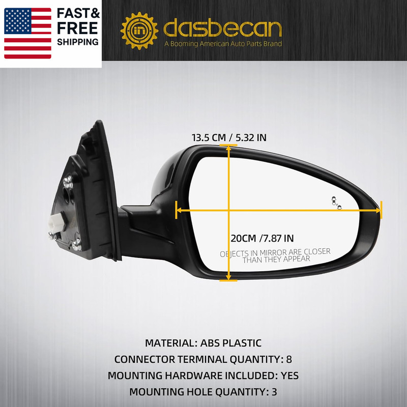 Passenger Side Mirror Compatible with 2019-2024 KIA Forte with Power Glass/Heate gallery