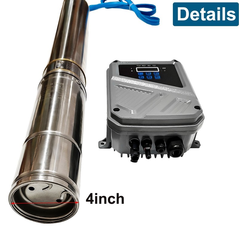2HP 4in Solar Pump Submersible Pump Bore Deep Well Pump+MPPT Controller DC 110V gallery